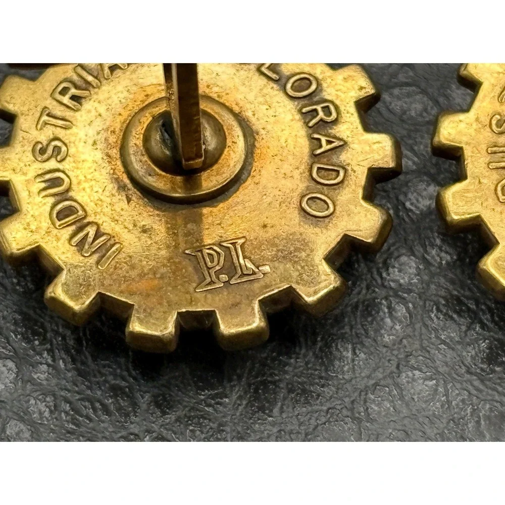 Vintage PL Industrial Colorado Fly Fishing Lure Cufflinks Gold Tone Lucite Dome